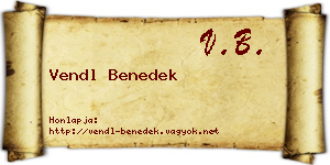 Vendl Benedek névjegykártya